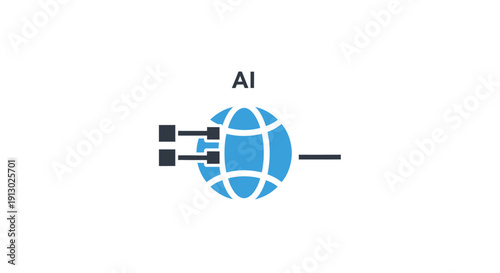 Robot arm holding blue globe.