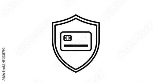 Secure credit card shield icon protection.