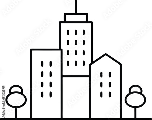 breathable city line art vector illustration on transparent background