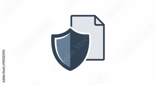 Shield and document icon security symbol.