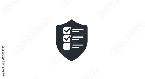 Shield Icon with Checklist Symbol.