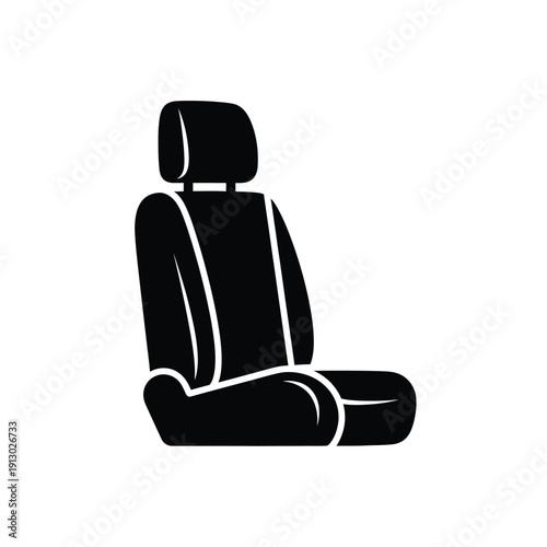 Vector illustration icon black silhouette of a car seat with headrest