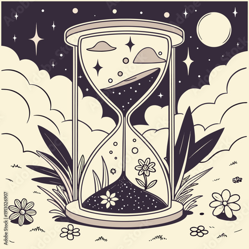 Surreal Galaxy Hourglass Fantasy Space Illustration