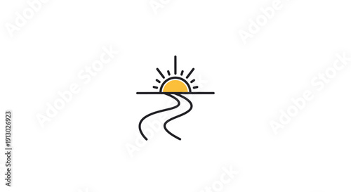Simple line drawing of sunrise.