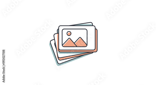 Stack of photos with mountain scene.