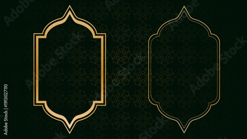 Ramadan pattern gold ornate frame design elements