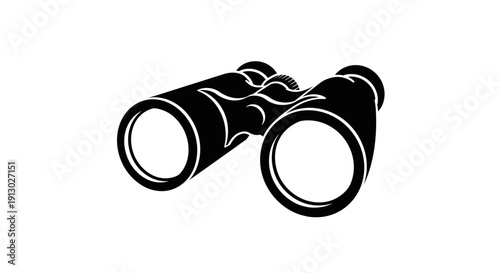 Black and White Illustration of Binoculars.