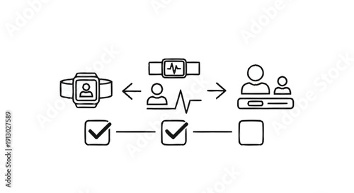 Smartwatch health data synchronization with people and progress tracking.