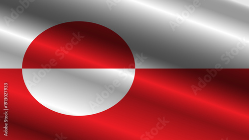 Realistic Greenland flag vector with fabric texture, natural wrinkles, and soft waves. High-quality national symbol featuring the iconic red and white polar design.