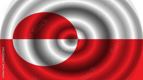 Realistic Greenland flag vector with fabric texture, natural wrinkles, and soft waves. High-quality national symbol featuring the iconic red and white polar design.