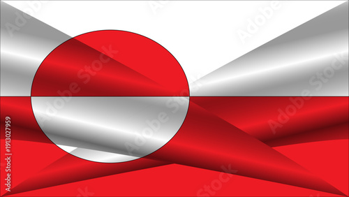 Realistic Greenland flag vector with fabric texture, natural wrinkles, and soft waves. High-quality national symbol featuring the iconic red and white polar design.