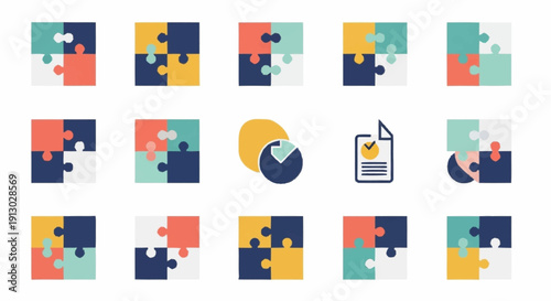 Colorful Puzzle Pieces and Pie Charts.