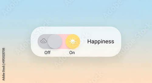 Happiness text in on and off switch.