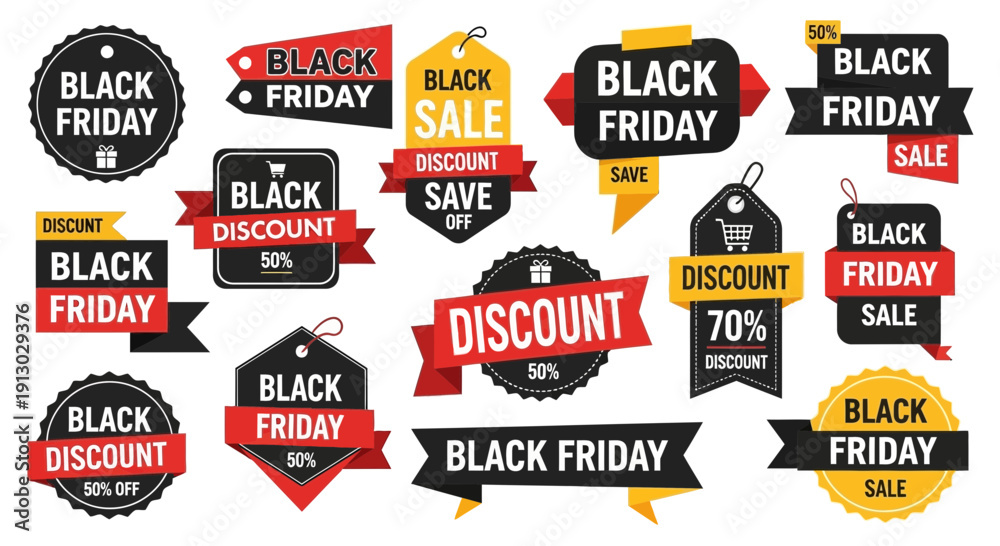 Obraz premium Black friday sale badges and labels set for promotional design