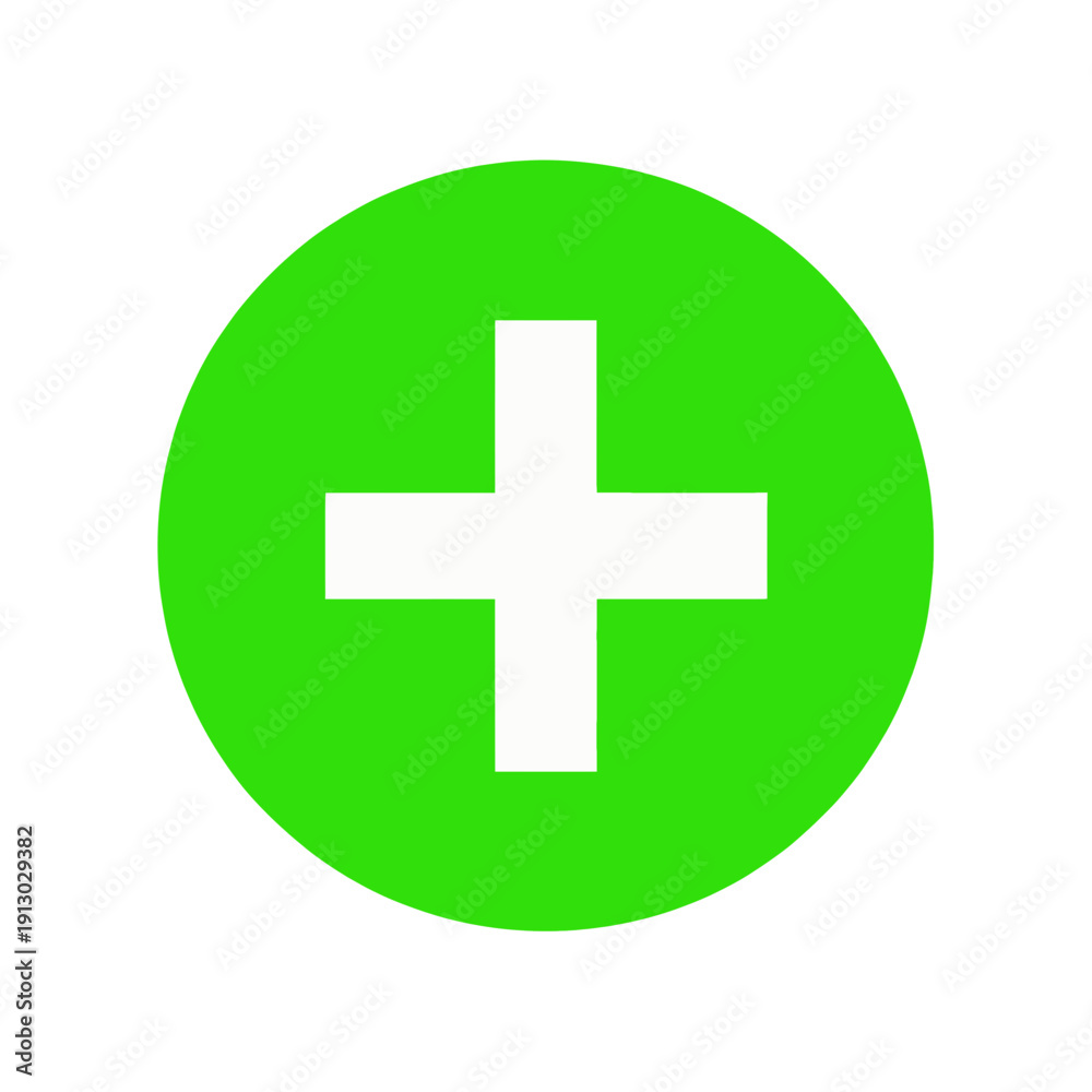 Obraz premium Green Plus Circle Icon For Add Action