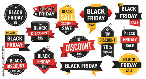 Black friday sale badges and labels set for promotional design