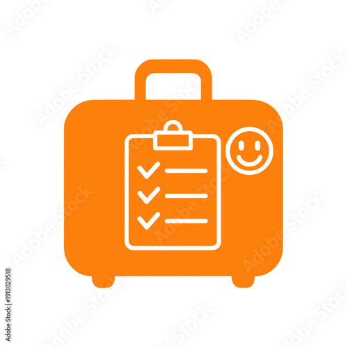 Suitcase With Checklist And Smiley Face Icon