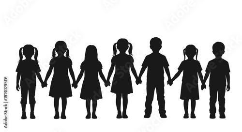 Group of Children Holding Hands Together.