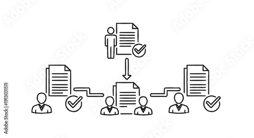 Business workflow and approval process illustration.