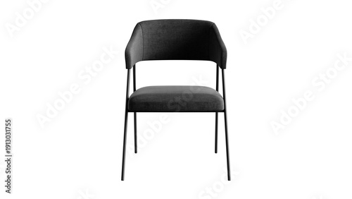 Black textile armchair with seat and backrest on a transparent background.
