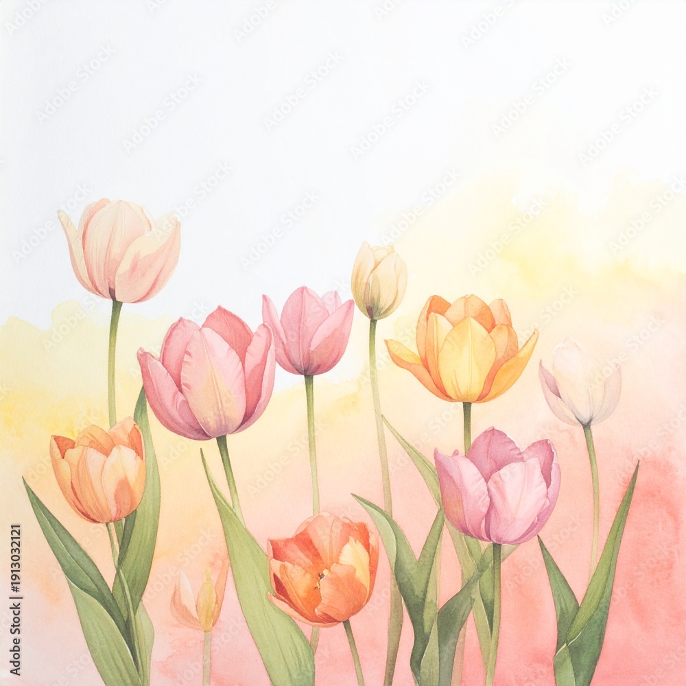 Fototapeta premium Zarte Tulpen in Pastellverlauf