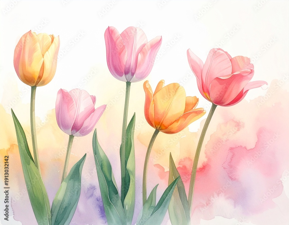 Fototapeta premium Zarte Tulpen in Pastellverlauf