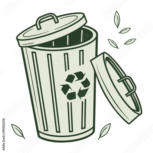 trash can with recycle symbol