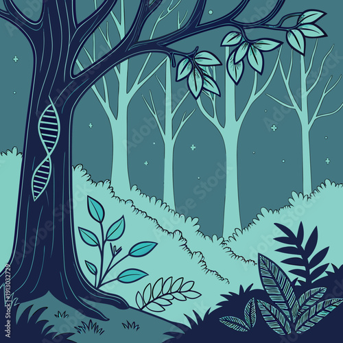 Sci-Fi Genetic Nature Landscape Concept Scene