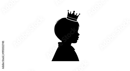 Silhouette of a child wearing a crown.