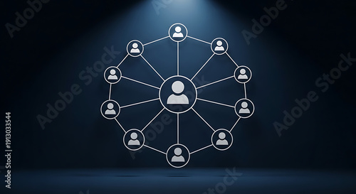 social network connection in circle symbol.