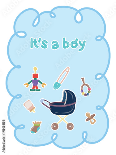 Baby Shower Greeting Cards Bundle Soft Pastel Style. Its a Boy Its a Girl Announcement Template.