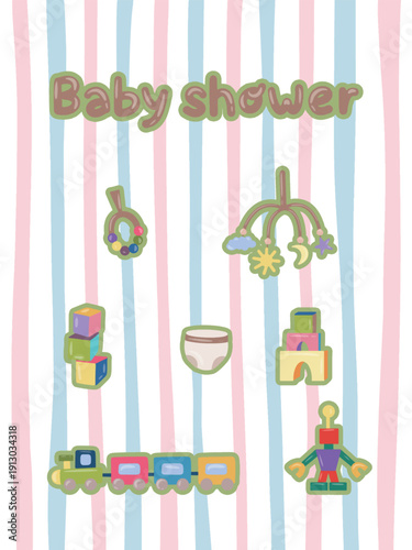 Cute Baby Announcement Cards with Pastel Elements