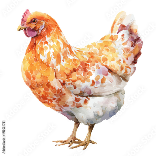 Poultry, watercolor drawing vector, isolated on a white background.