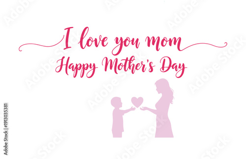 I adore you, Mom! Happy Mother's Day! Here's a purple handwritten calligraphy design featuring a heart to show my love for you on this banner.
