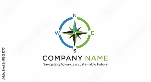 Company Logo with Compass Design Element.