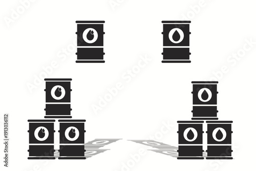 Oil barrel industry and energy icon set.