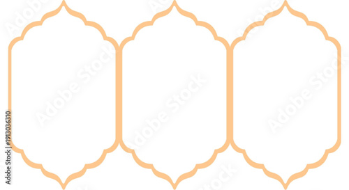 Elegant triple arch ornament template with peach border