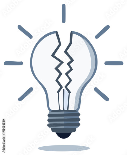 Broken lightbulb illustration showing failure or ideas, concept and innovation.