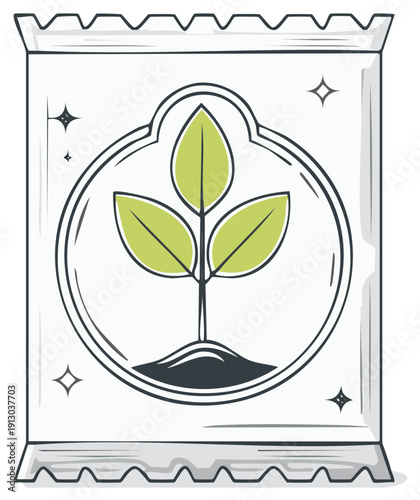 Seed packet illustration with plant sprout graphic design