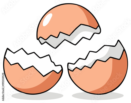 Broken Egg Shells Scattered Isolated Food Ingredient Concept Illustration