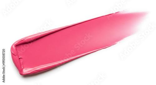 Close up of pink lipstick smear on white background isolated on a transparent background swatch makeup