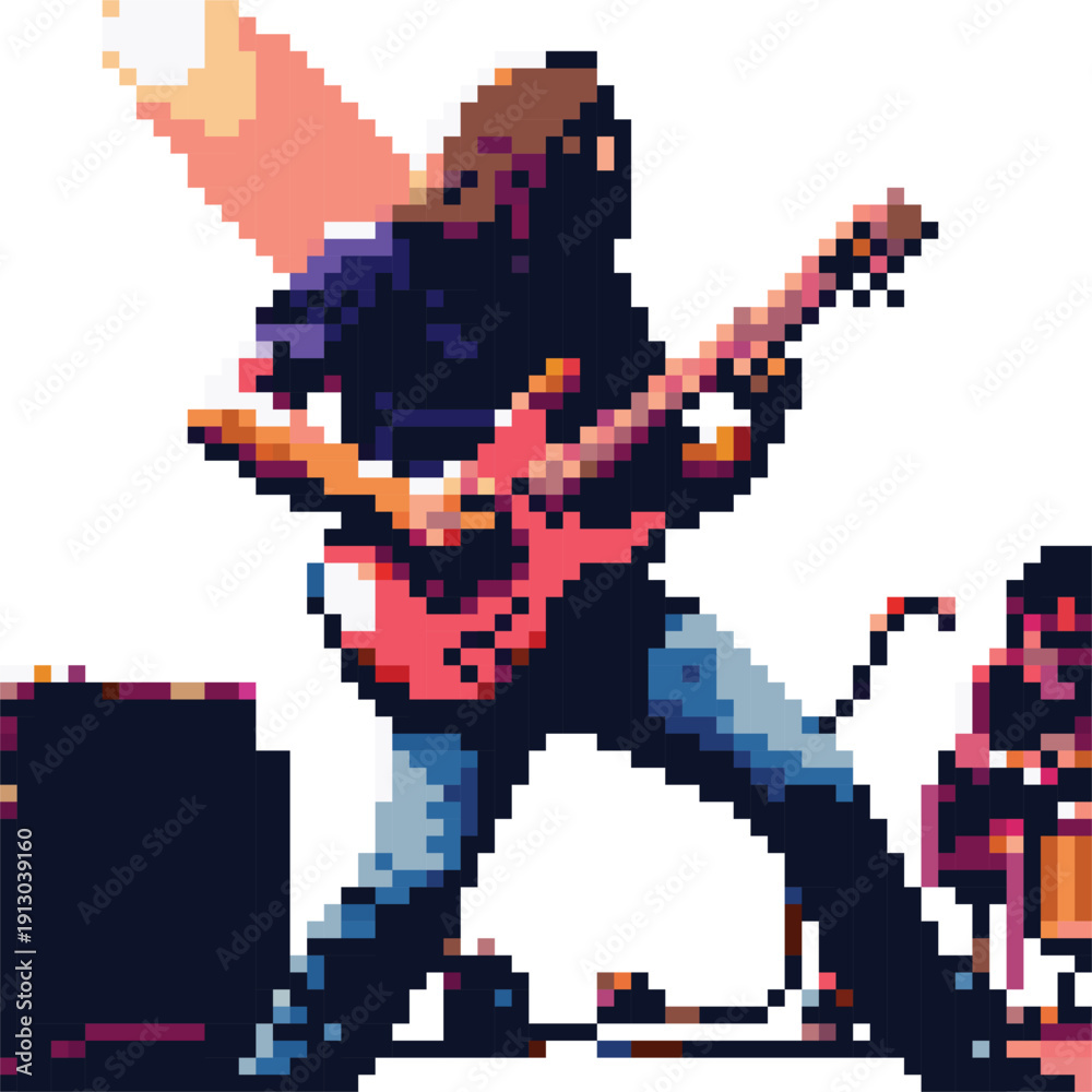Fototapeta premium Guitarist Pixel Art