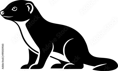 mongoose silhouette line art vector illustration with a white background
