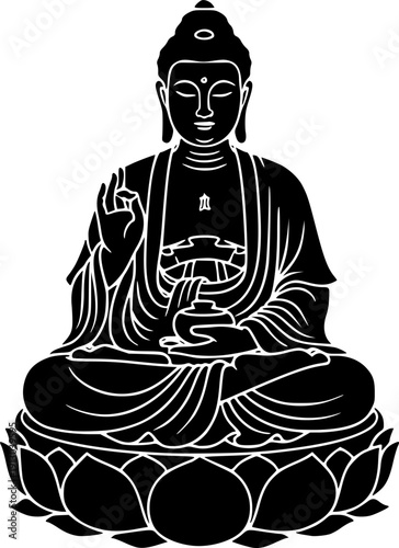 bodhisattva silhouette line art vector illustration with a white background
