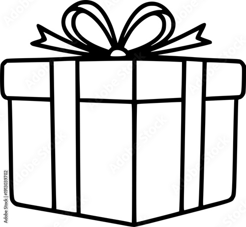 gift box silhouette line art vector illustration with a white background
