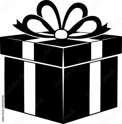 gift box silhouette line art vector illustration with a white background
