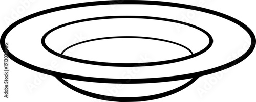 empty soup plate silhouette line art vector illustration with a white background
