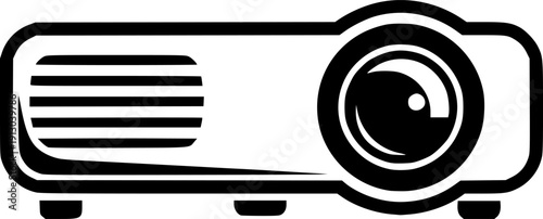 horizontal projector silhouette line art vector illustration with a white background
