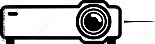 horizontal projector silhouette line art vector illustration with a white background
