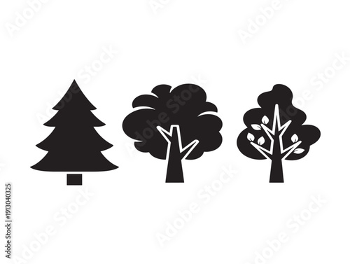 Gorgeous eco friendly tree set with stunning environmental line art